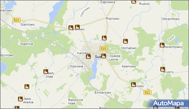 mapa Susz, Susz na mapie Targeo