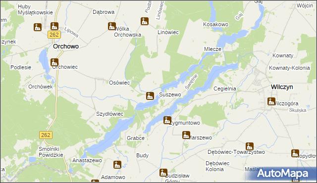 mapa Suszewo gmina Orchowo, Suszewo gmina Orchowo na mapie Targeo