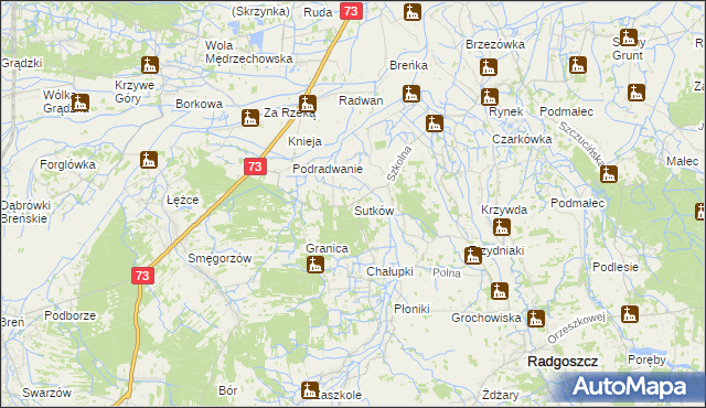 mapa Sutków, Sutków na mapie Targeo