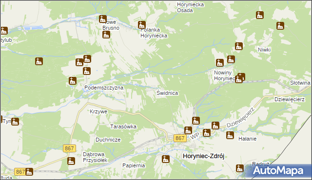 mapa Świdnica gmina Horyniec-Zdrój, Świdnica gmina Horyniec-Zdrój na mapie Targeo