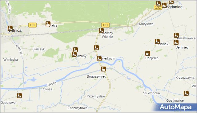 mapa Świerkocin gmina Witnica, Świerkocin gmina Witnica na mapie Targeo