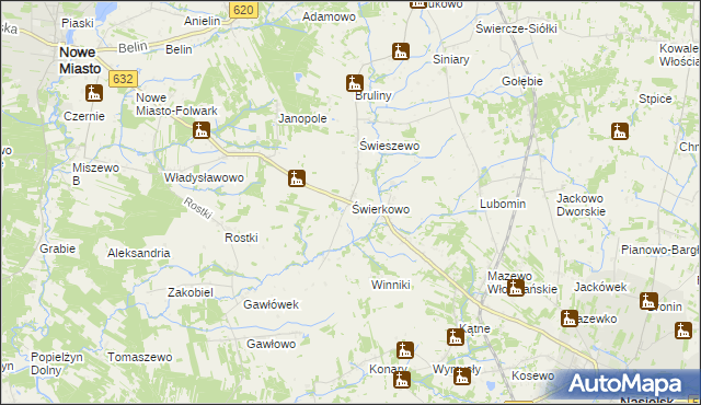 mapa Świerkowo gmina Świercze, Świerkowo gmina Świercze na mapie Targeo