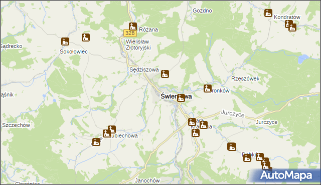 mapa Świerzawa, Świerzawa na mapie Targeo