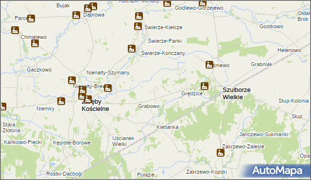 mapa Świerże-Kolonia gmina Zaręby Kościelne, Świerże-Kolonia gmina Zaręby Kościelne na mapie Targeo