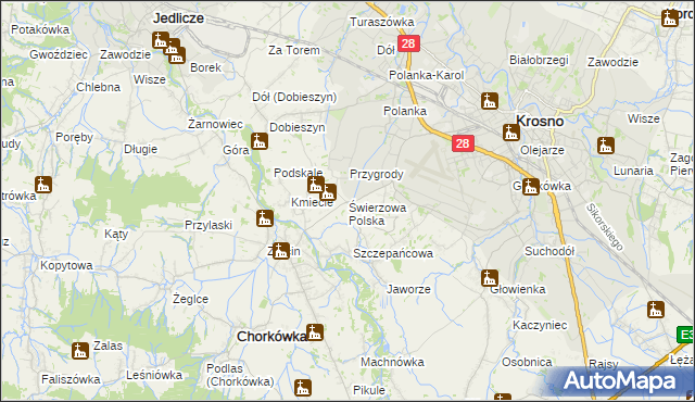 mapa Świerzowa Polska, Świerzowa Polska na mapie Targeo