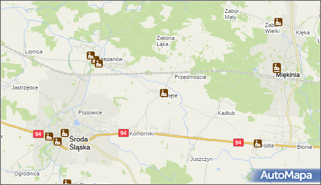 mapa Święte gmina Środa Śląska, Święte gmina Środa Śląska na mapie Targeo