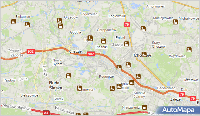 mapa Świętochłowice, Świętochłowice na mapie Targeo