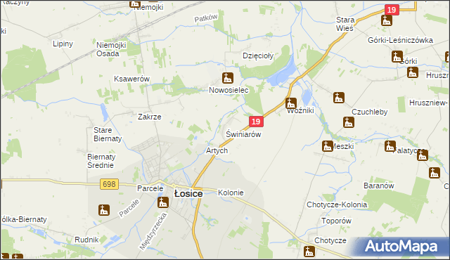 mapa Świniarów, Świniarów na mapie Targeo