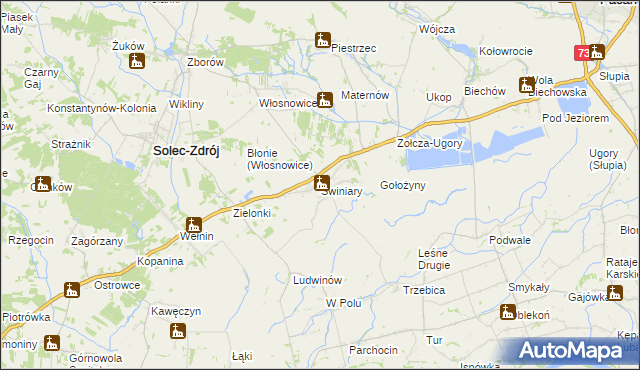 mapa Świniary gmina Solec-Zdrój, Świniary gmina Solec-Zdrój na mapie Targeo