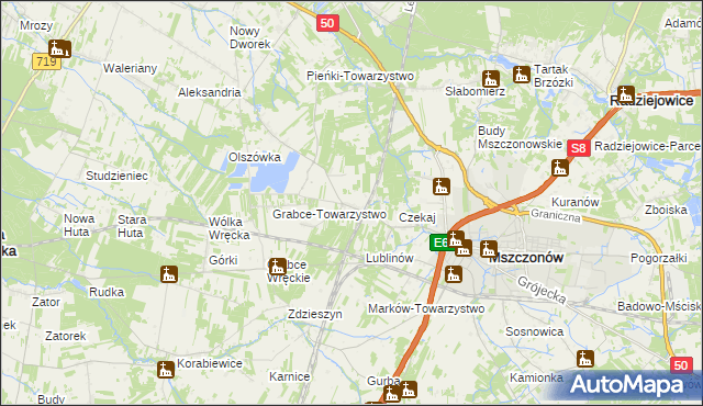 mapa Świnice gmina Mszczonów, Świnice gmina Mszczonów na mapie Targeo