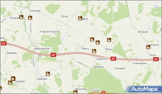 mapa Swory, Swory na mapie Targeo