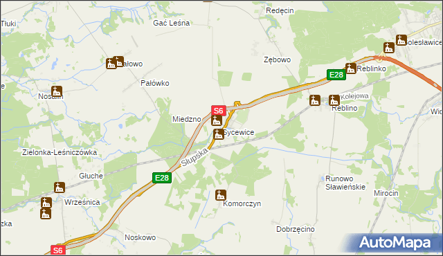 mapa Sycewice, Sycewice na mapie Targeo