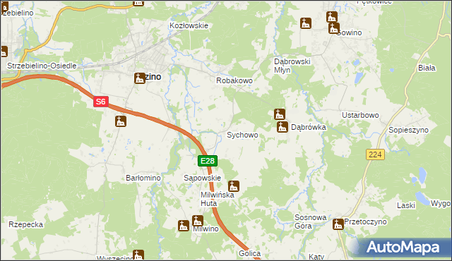 mapa Sychowo, Sychowo na mapie Targeo