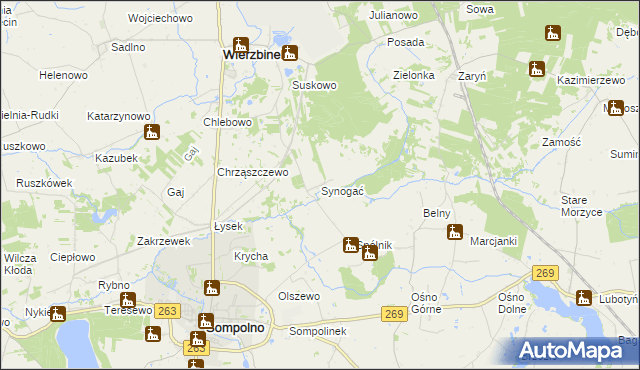 mapa Synogać, Synogać na mapie Targeo