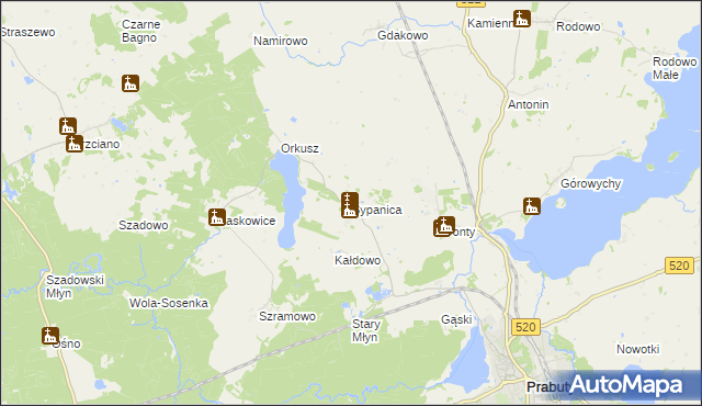 mapa Sypanica, Sypanica na mapie Targeo