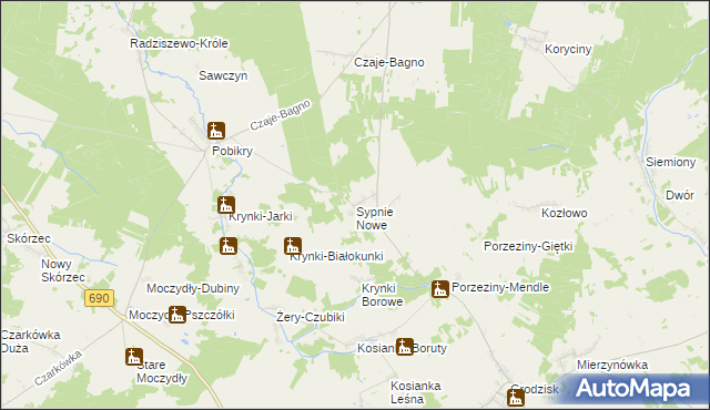 mapa Sypnie Nowe, Sypnie Nowe na mapie Targeo