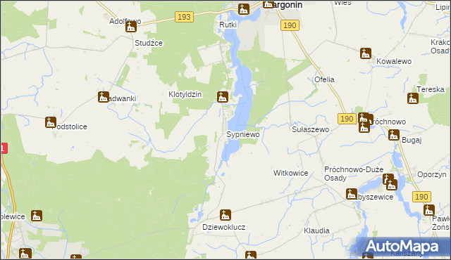 mapa Sypniewo gmina Margonin, Sypniewo gmina Margonin na mapie Targeo