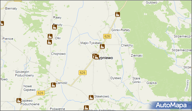 mapa Sypniewo powiat makowski, Sypniewo powiat makowski na mapie Targeo