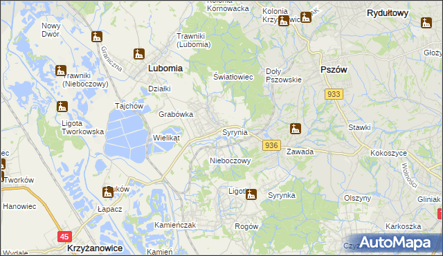 mapa Syrynia, Syrynia na mapie Targeo