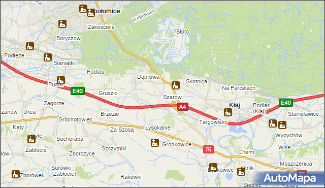 mapa Szarów gmina Kłaj, Szarów gmina Kłaj na mapie Targeo