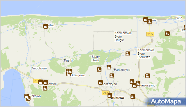 mapa Szary Dwór, Szary Dwór na mapie Targeo
