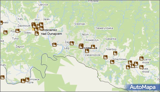 mapa Szczawnica, Szczawnica na mapie Targeo