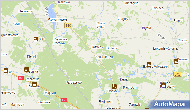 mapa Szczechowo, Szczechowo na mapie Targeo
