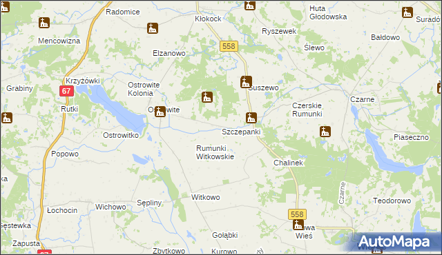 mapa Szczepanki gmina Wielgie, Szczepanki gmina Wielgie na mapie Targeo