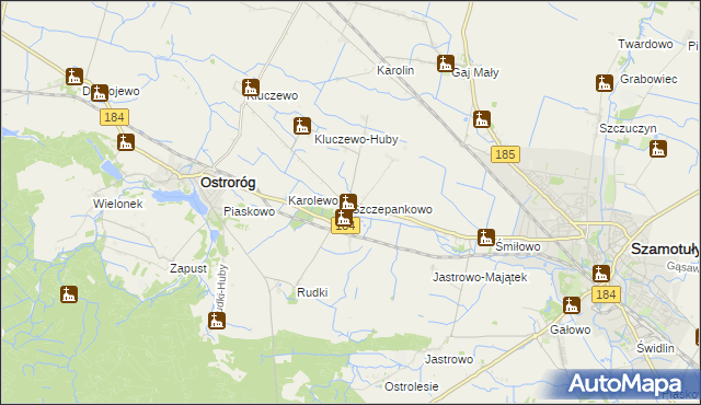 mapa Szczepankowo gmina Ostroróg, Szczepankowo gmina Ostroróg na mapie Targeo