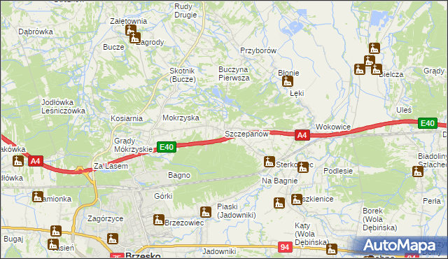 mapa Szczepanów gmina Brzesko, Szczepanów gmina Brzesko na mapie Targeo