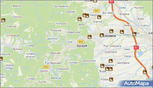 mapa Szczyrk, Szczyrk na mapie Targeo