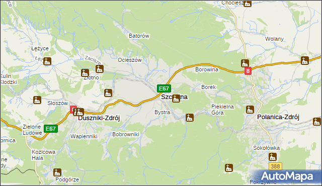 mapa Szczytna powiat kłodzki, Szczytna powiat kłodzki na mapie Targeo