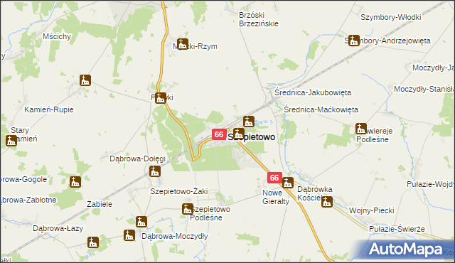 mapa Szepietowo, Szepietowo na mapie Targeo
