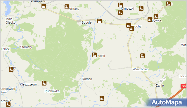 mapa Szeszki gmina Wieliczki, Szeszki gmina Wieliczki na mapie Targeo