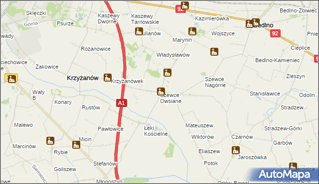 mapa Szewce Owsiane, Szewce Owsiane na mapie Targeo