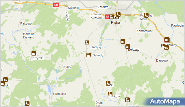 mapa Szkody, Szkody na mapie Targeo