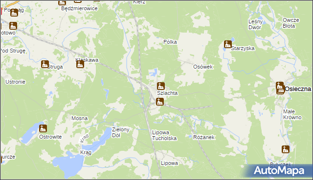 mapa Szlachta gmina Osieczna, Szlachta gmina Osieczna na mapie Targeo
