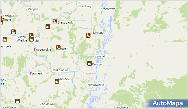 mapa Szostaki gmina Jedwabne, Szostaki gmina Jedwabne na mapie Targeo