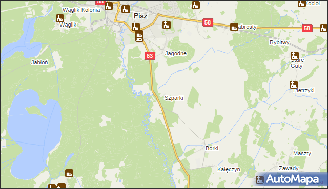 mapa Szparki, Szparki na mapie Targeo