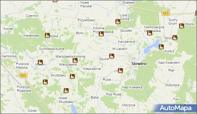 mapa Szucie, Szucie na mapie Targeo