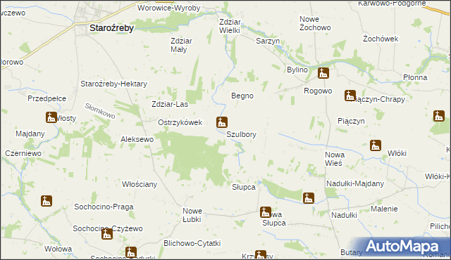 mapa Szulbory, Szulbory na mapie Targeo