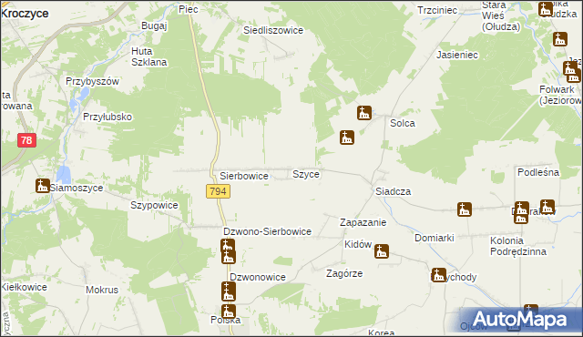 mapa Szyce gmina Pilica, Szyce gmina Pilica na mapie Targeo