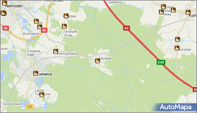 mapa Szydłów gmina Tułowice, Szydłów gmina Tułowice na mapie Targeo