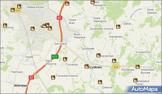 mapa Szydłówek gmina Szydłowo, Szydłówek gmina Szydłowo na mapie Targeo