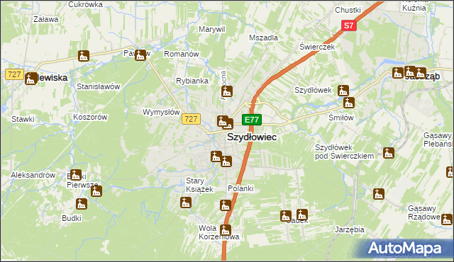 mapa Szydłowiec, Szydłowiec na mapie Targeo