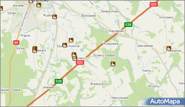 mapa Szyleny-Osada, Szyleny-Osada na mapie Targeo