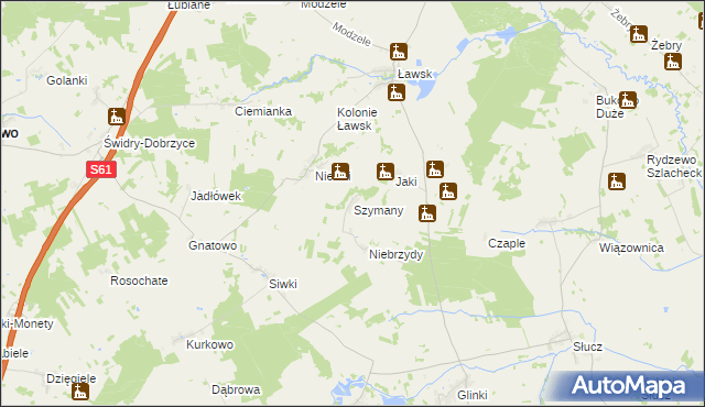 mapa Szymany gmina Wąsosz, Szymany gmina Wąsosz na mapie Targeo