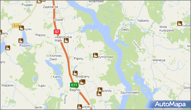 mapa Szymonowo, Szymonowo na mapie Targeo
