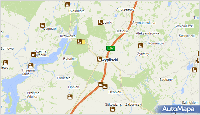 mapa Szypliszki, Szypliszki na mapie Targeo