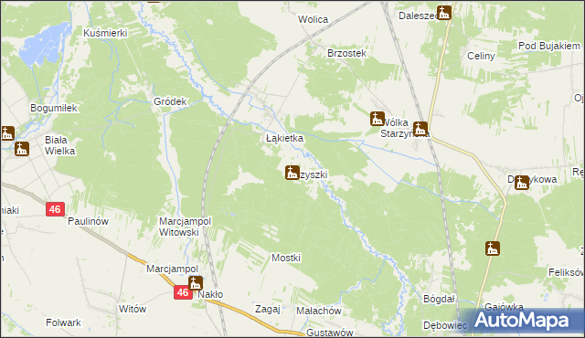 mapa Szyszki gmina Szczekociny, Szyszki gmina Szczekociny na mapie Targeo